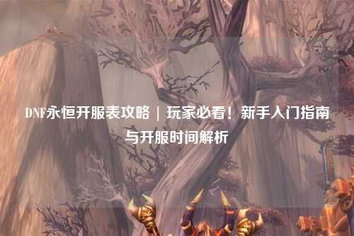 DNF永恒開服表攻略 | 玩家必看！新手入門指南與開服時間解析