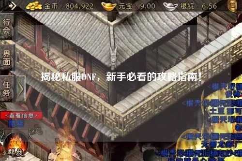 揭秘私服DNF，新手必看的攻略指南！