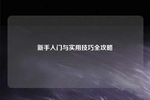 新手入門與實(shí)用技巧全攻略